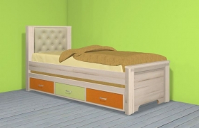מיטת נוער מעוצבת - עם מגירות נפתחות