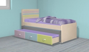 מיטה מעוצבת - מגירות 3 צבעים